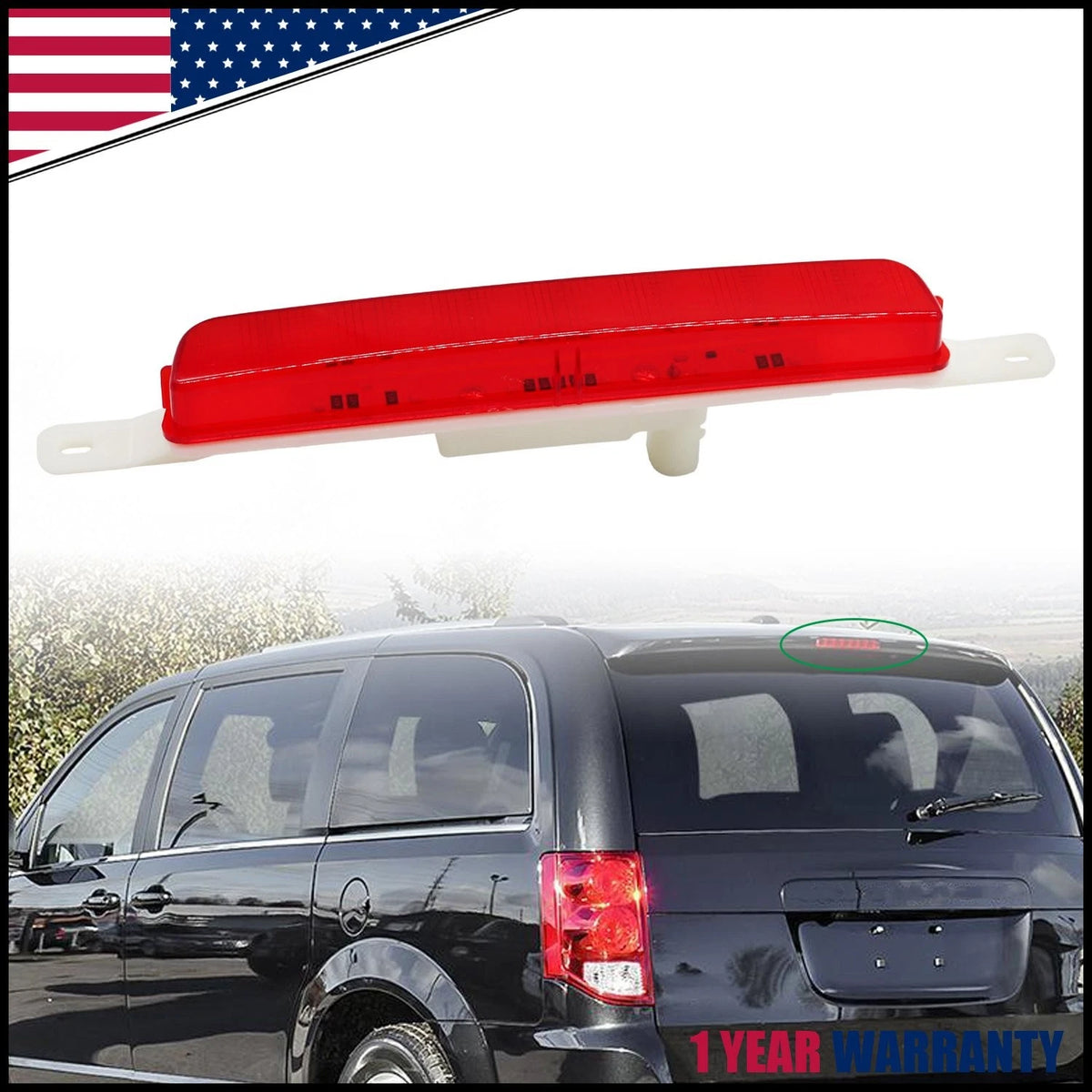 3rd High Mount Stop Brake Taillight for Chrysler Dodge Grand Caravan (2008–2018)