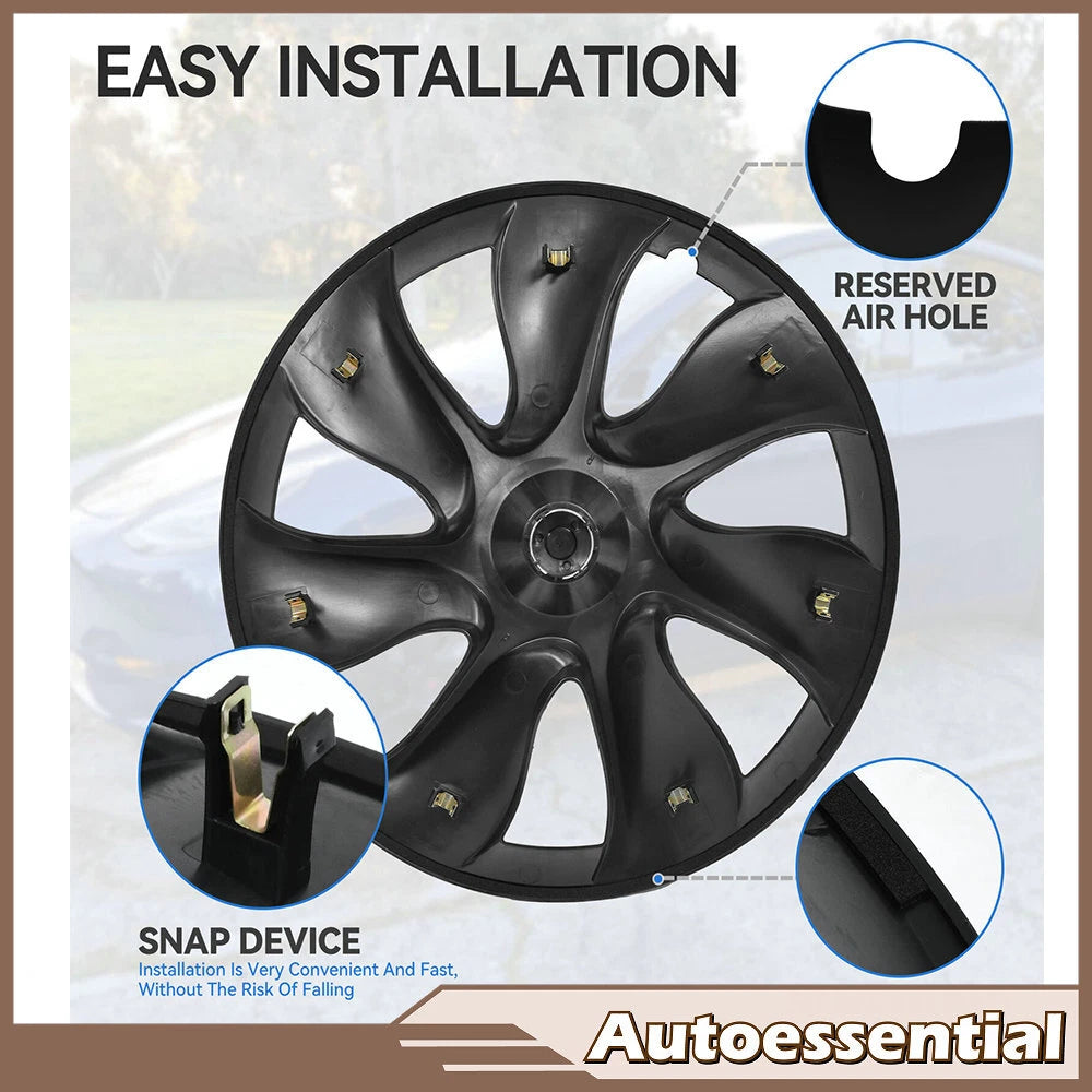 Set of 4 Wheel Hub Caps for Tesla Model Y (2020–2023) 19" Matte Rim Cover