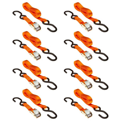 8-Pack Cam Buckle Straps 1" x 10' with S-Hooks