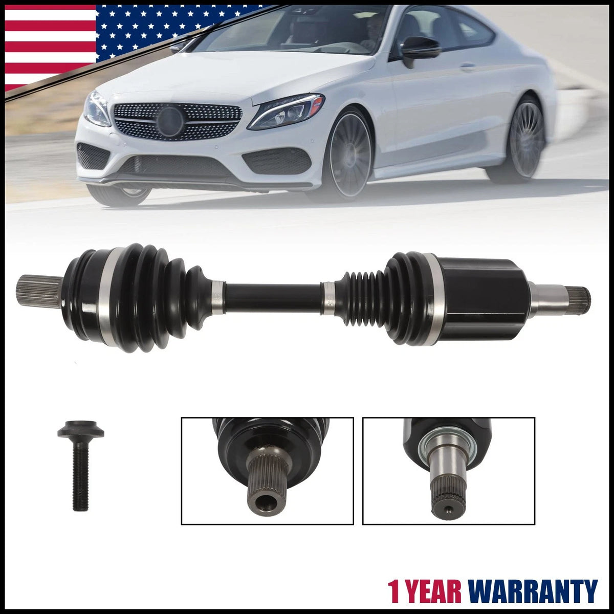 CV Axle Shaft Front Left for Mercedes-Benz C300 C400 4Matic AWD (2015–2017)