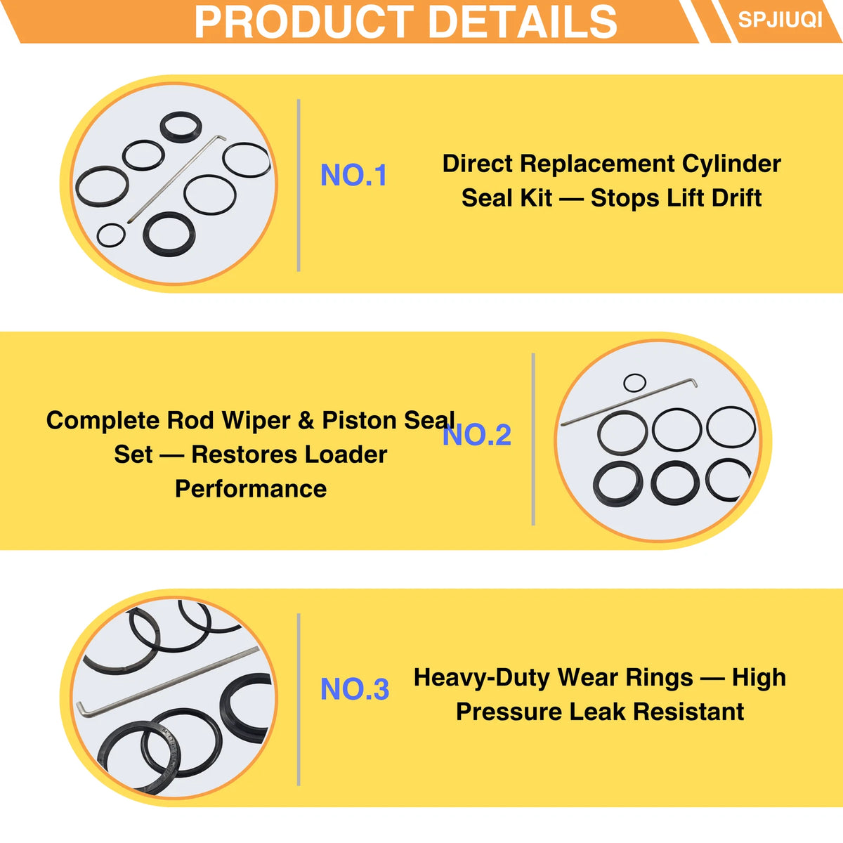 Lift Tilt Hydraulic Cylinder Seal Kit for Bush Hog (1-3/4 Bore, 1-1/4 Rod)