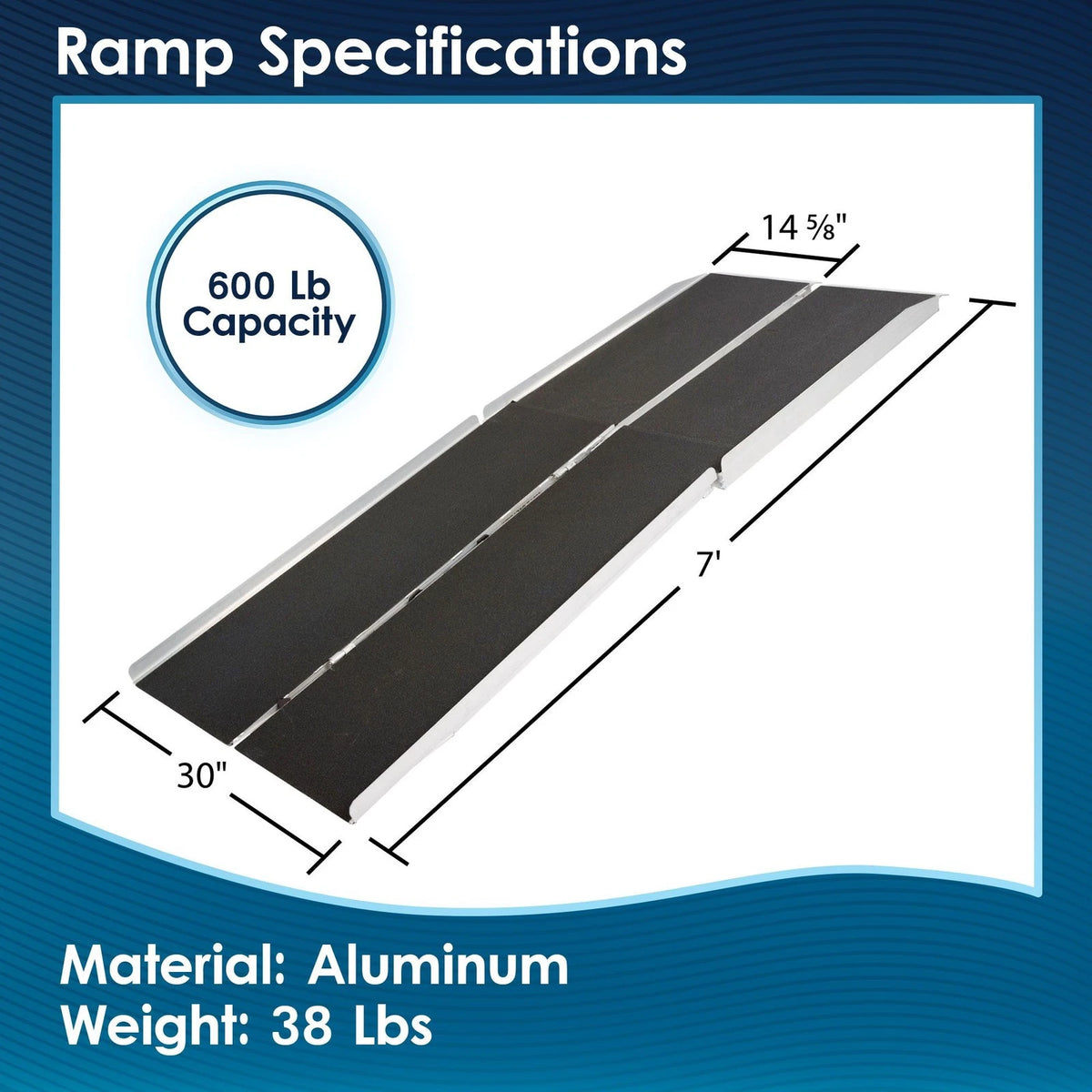 7' Portable Wheelchair Ramp for Home Steps (600 lb Capacity, Folding)