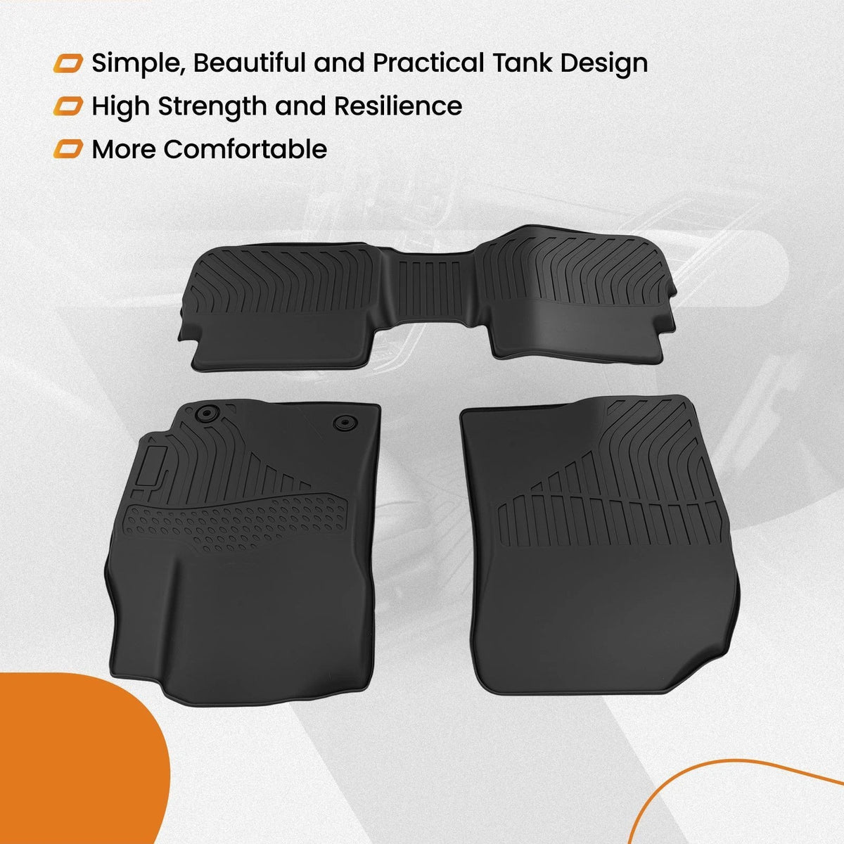 Set of 4 Black TPE Rubber Carpet Floor Mats for Toyota Corolla (2009–2013)