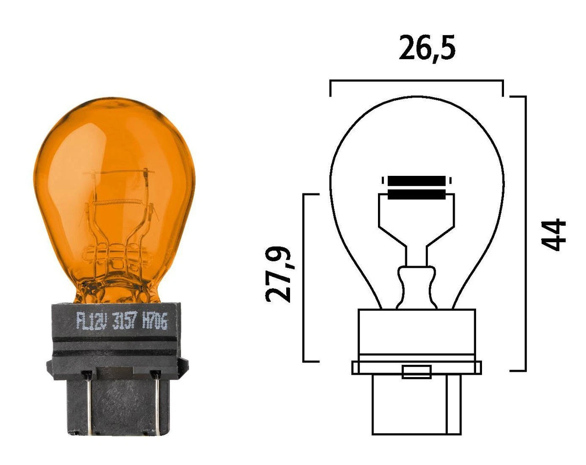 Set of 10 Wedge Base Amber Turn Signal Bulbs for (3157NA)