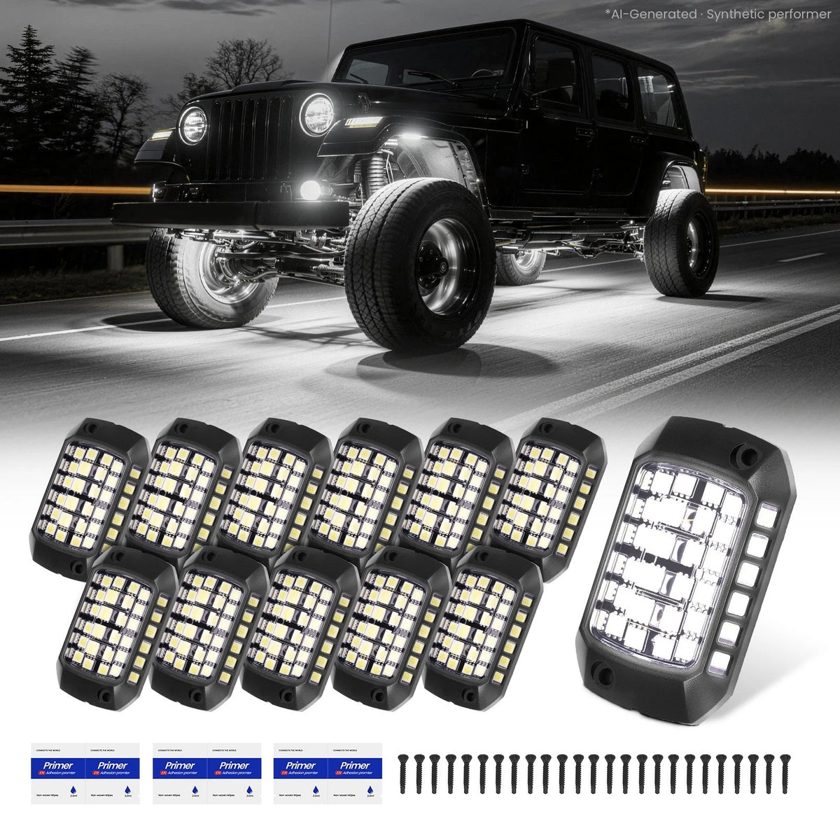12 Pods LED Rock Lights for Trucks (6000K Pure White)