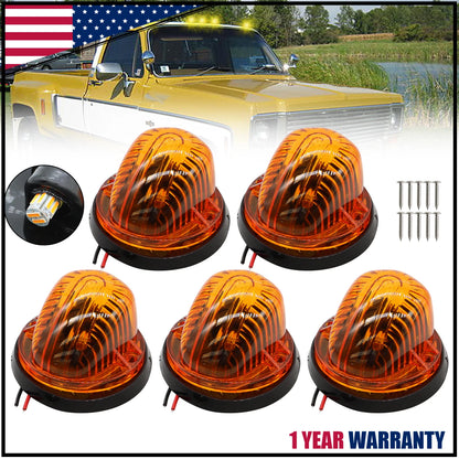 Set of 4 Amber Roof Top Cab Lights + 194 LED for Chevy GMC C/K Series (1973–1987)