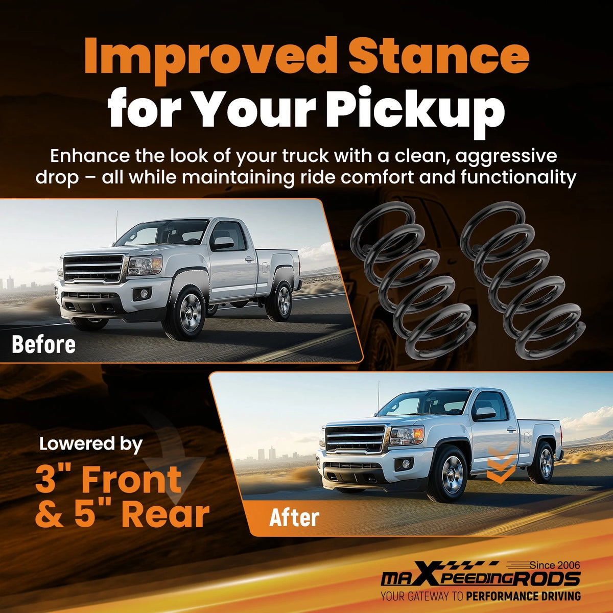 3" / 5" Coil Springs & Drop Flip Lowering Kit for Ford Ranger Mazda B (1983–1997)