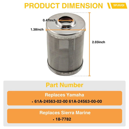 2Pcs Fuel Filter Element for Yamaha 115-250HP Outboard (61A2456300, 18-7782)