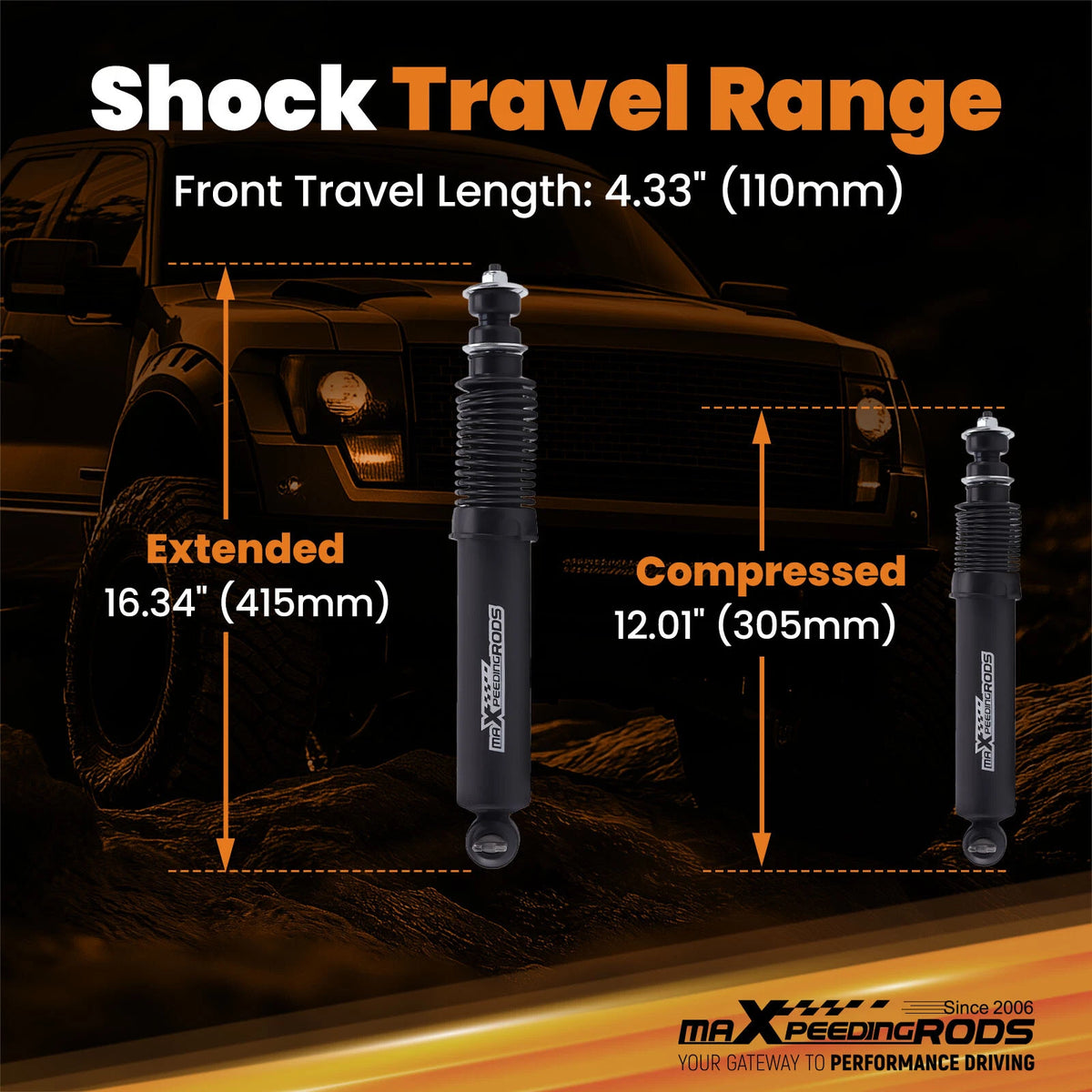 4" 6" Drop Nitro Shocks for Chevy GMC C1500 Silverado Sierra (1988–1998)