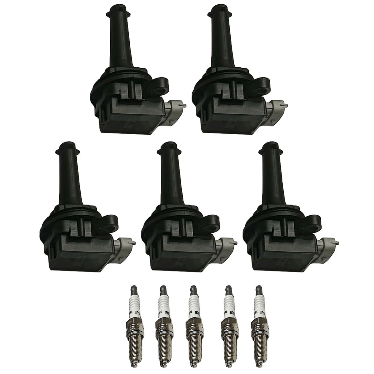 Set of 5 Ignition Coil Pack & Iridium Spark Plug for Volvo C30 C70 S40 (2006–2013)
