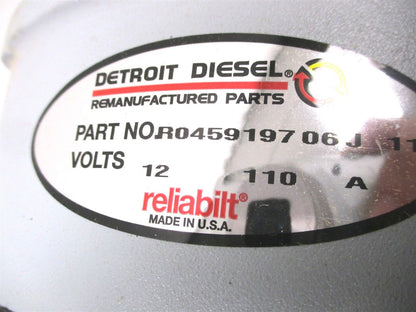 Reman Alternator 12V 110A for Detroit Diesel 34SI (R0459197)