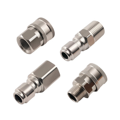 Set of 4 NPT Quick Connect 3/8 Inch Pressure Washer Adapters Stainless Steel