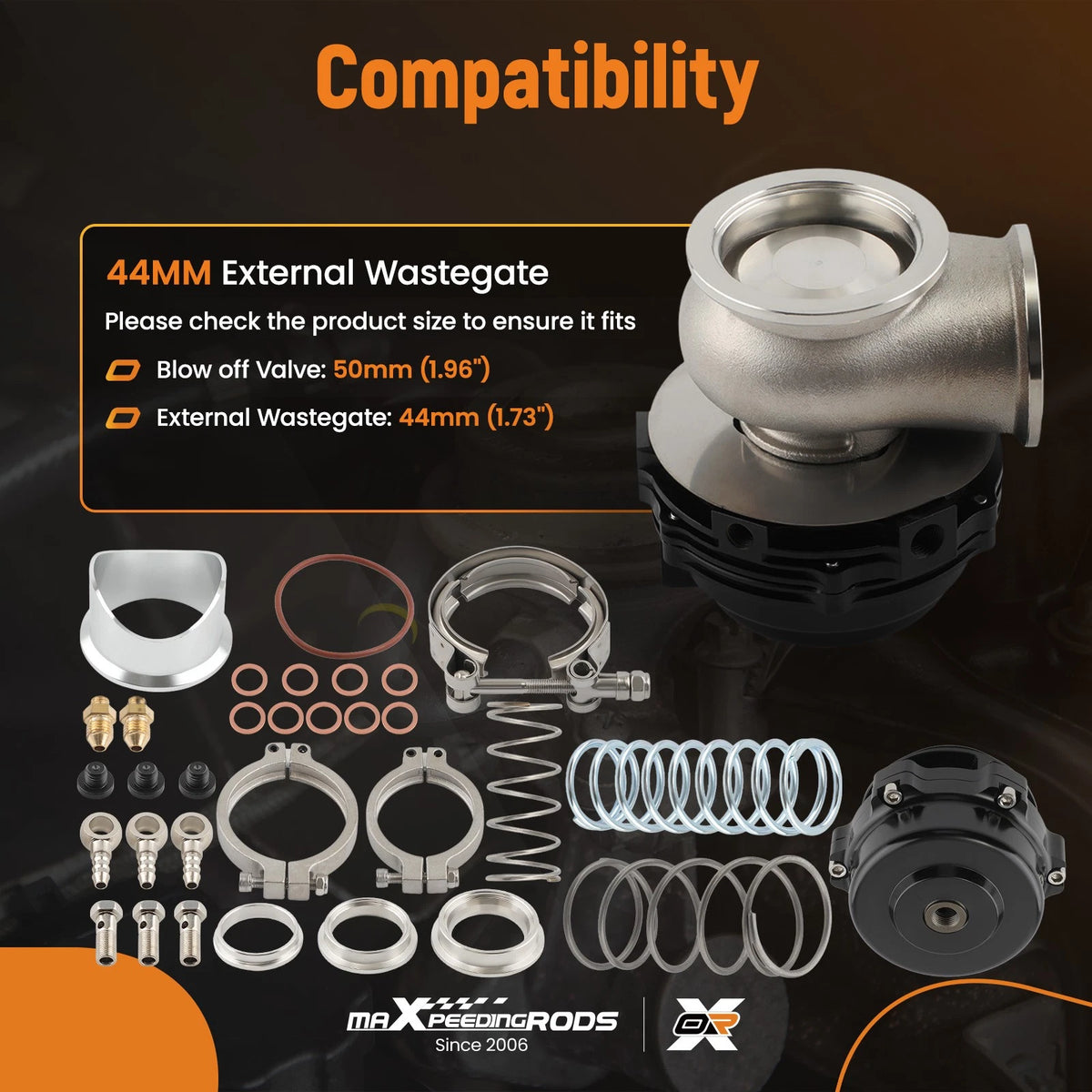 50mm Blow Off Valve + 44mm V-Band Turbo Wastegate Kit for Universal