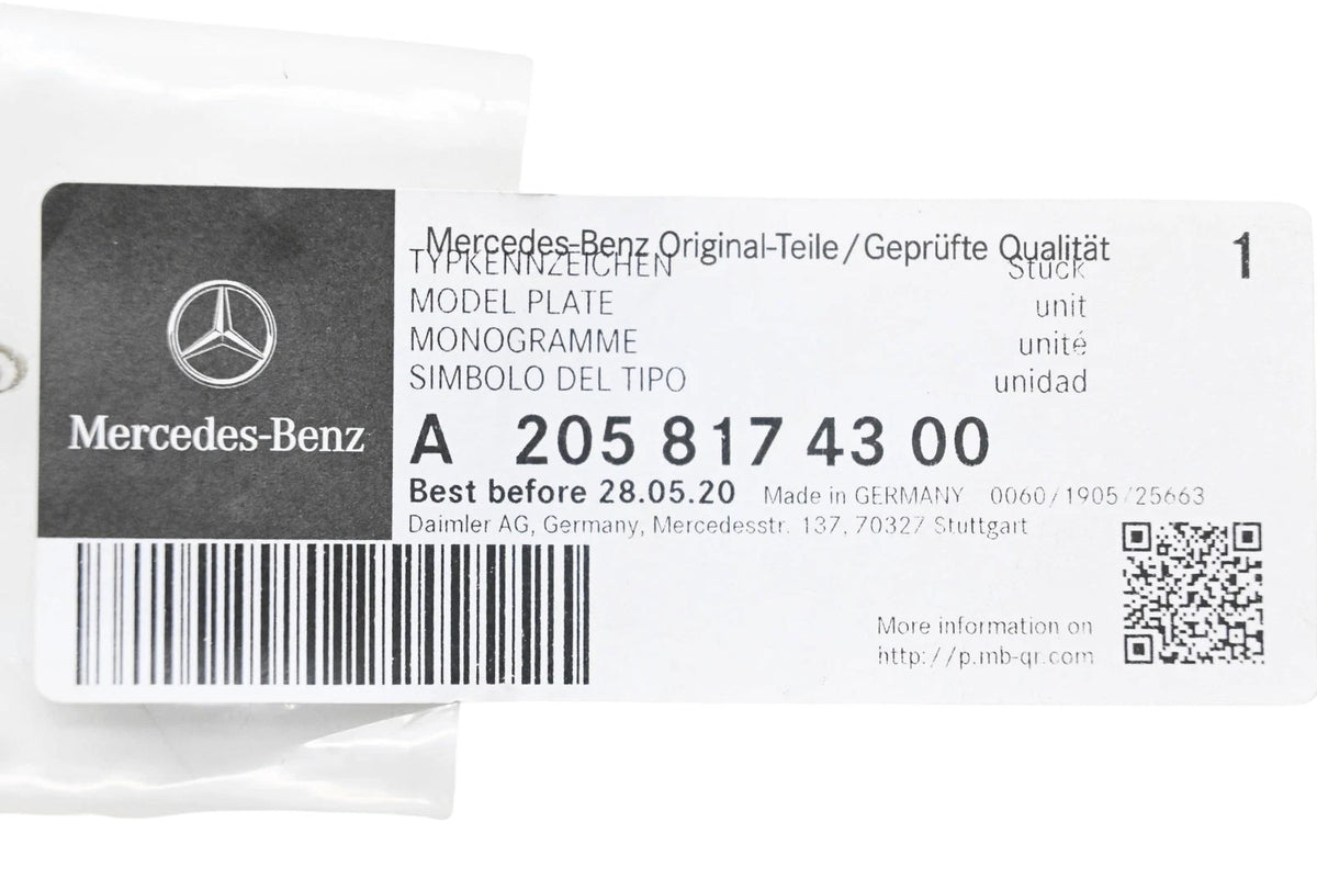 Model Plate for Mercedes-Benz (2015–2019) 205 817 43 00