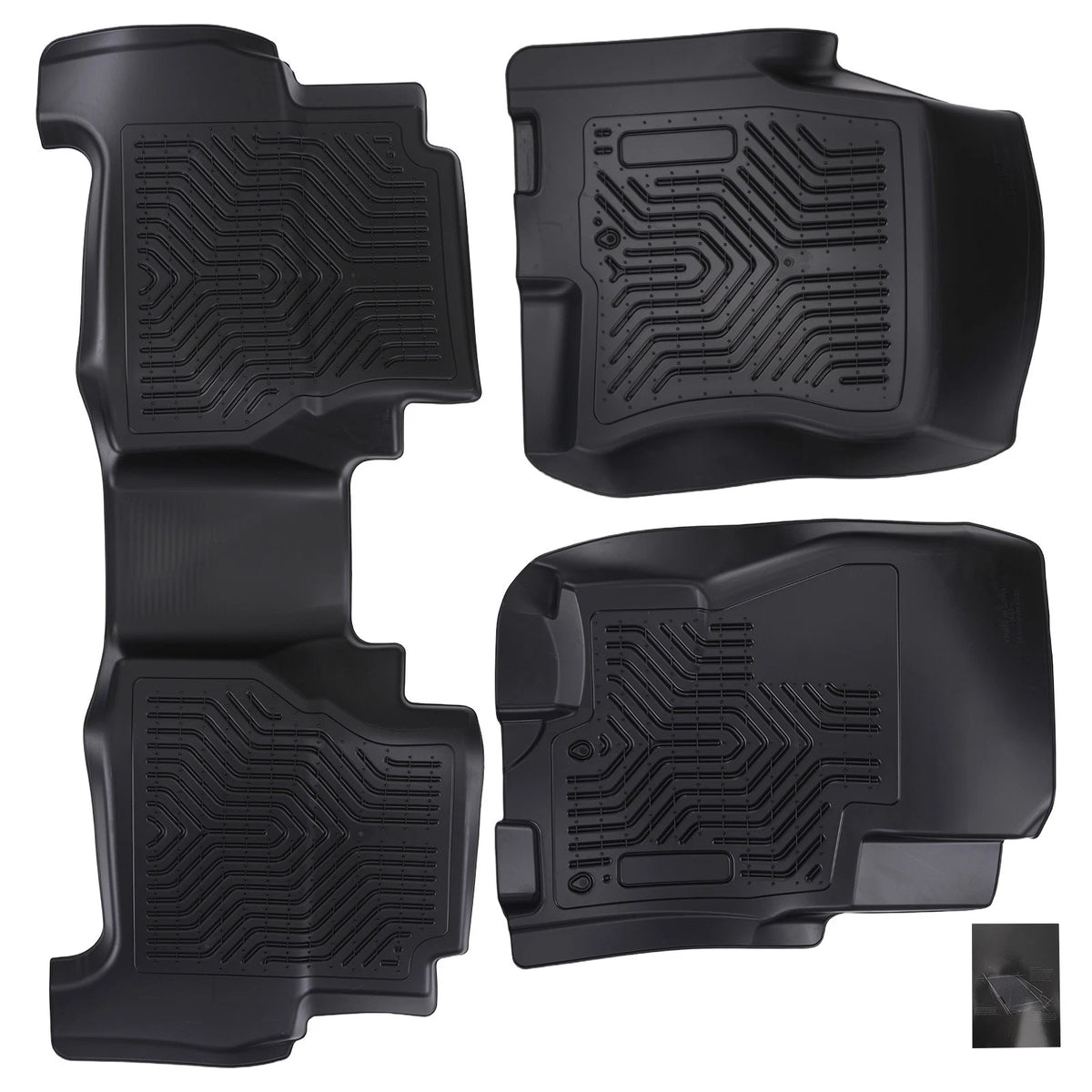 Set of 2 TPE Car Floor Mats for Nissan Frontier Crew Cab (2008–2021) Black All-Weather