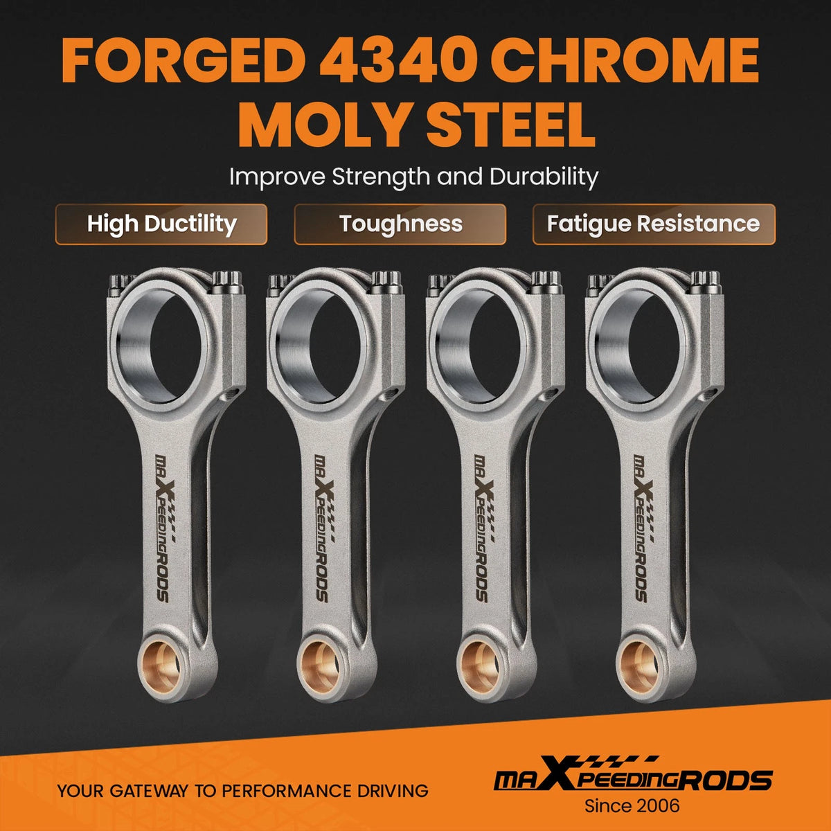 Forged 4340 EN24 Connecting Rods + ARP Bolts for Fiat Lancia Delta (1986–1994)