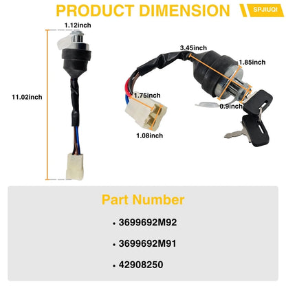 Ignition Switch w/Key for Massey Ferguson 8250 8560 283 (1995–2005)