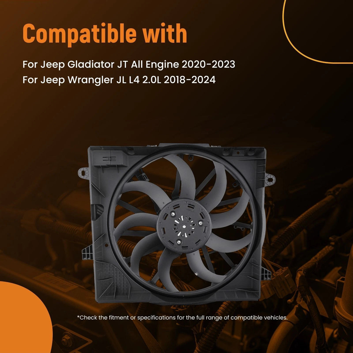 Engine Coolant Fan for Jeep Gladiator JT Wrangler JL (2018–2024) 68272755AC