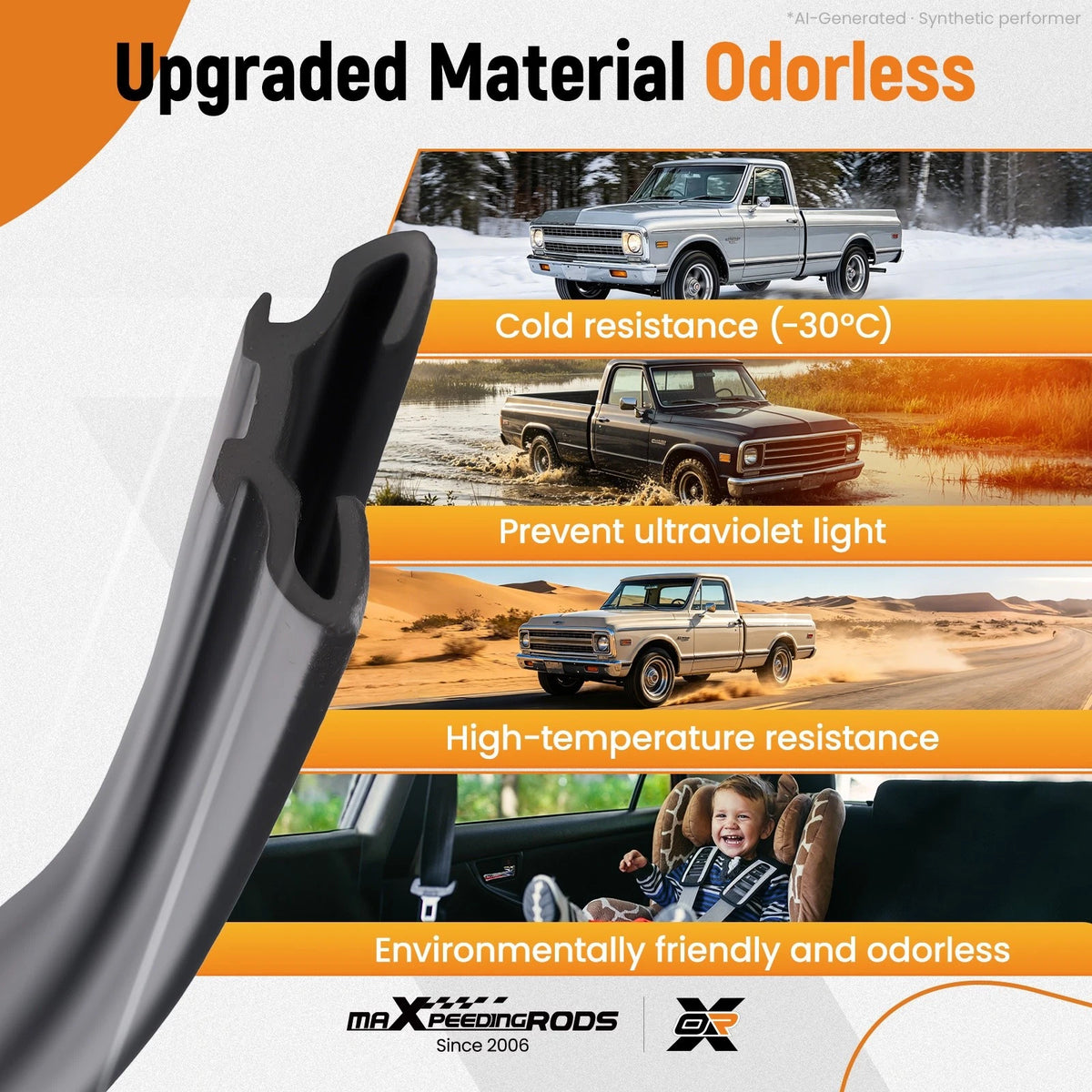 Door Seal Set for Chevrolet C20/K20 (1973–1980) 1AWSD00326