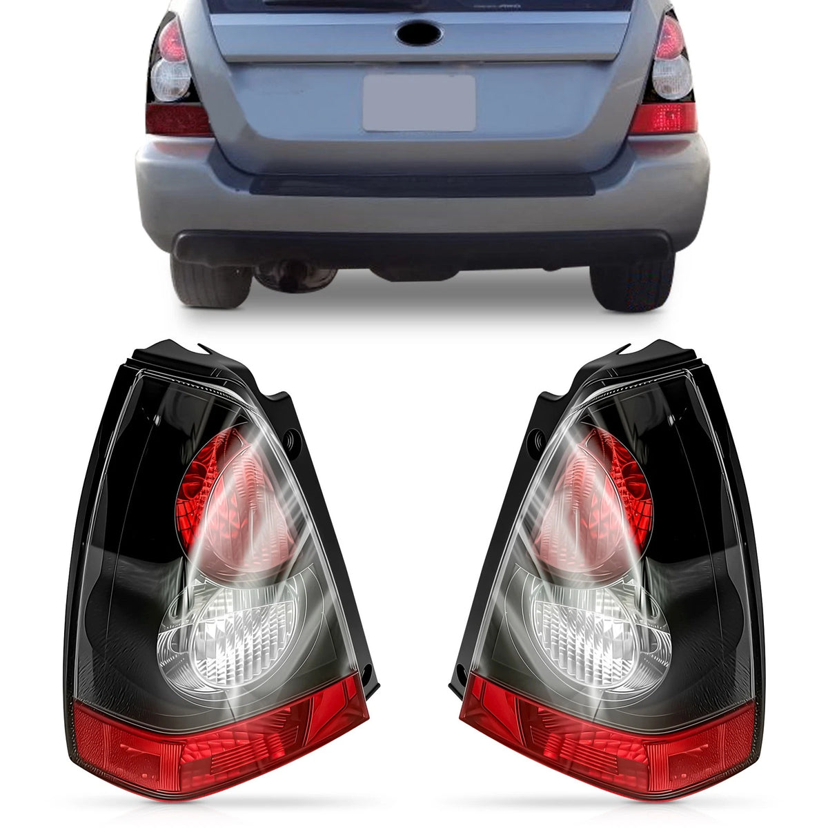 Pair Tail Lights for Subaru Forester (2008) LH & RH Without Bulbs