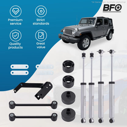 2.5" Lift Kit with Shocks & Coil Spring Spacers for Jeep Wrangler JK (2007–2018)