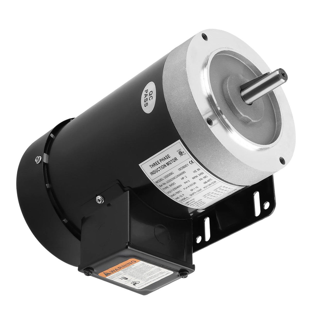 2HP Electric Motor 5/8" Shaft TEFC 3450 RPM 56C Frame 3 Phase (230/460V)