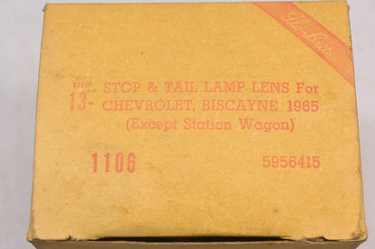 Red Taillight Lens for Glo-Brite 1106, 5956415, TMC-205 (NOS)