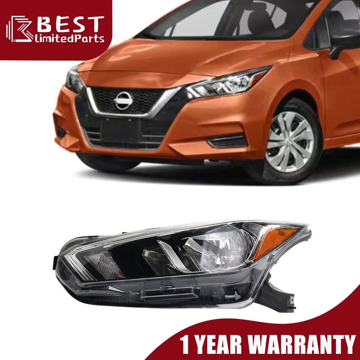 Halogen Headlight Left Driver for Nissan Versa (2020–2021) 26060-5EE0A