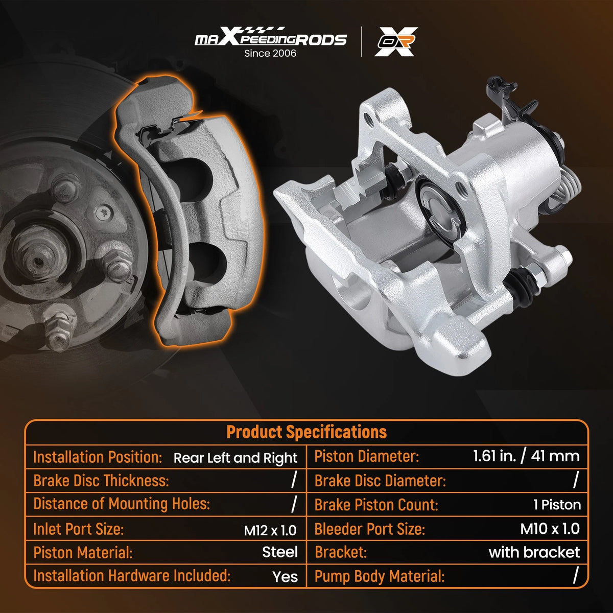 Rear Disc Brake Calipers w/Bracket Pair for Volkswagen Jetta (2009–2010)
