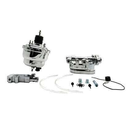 7" Dual Power Booster Chrome Master Cylinder for 4 Wheel Disc