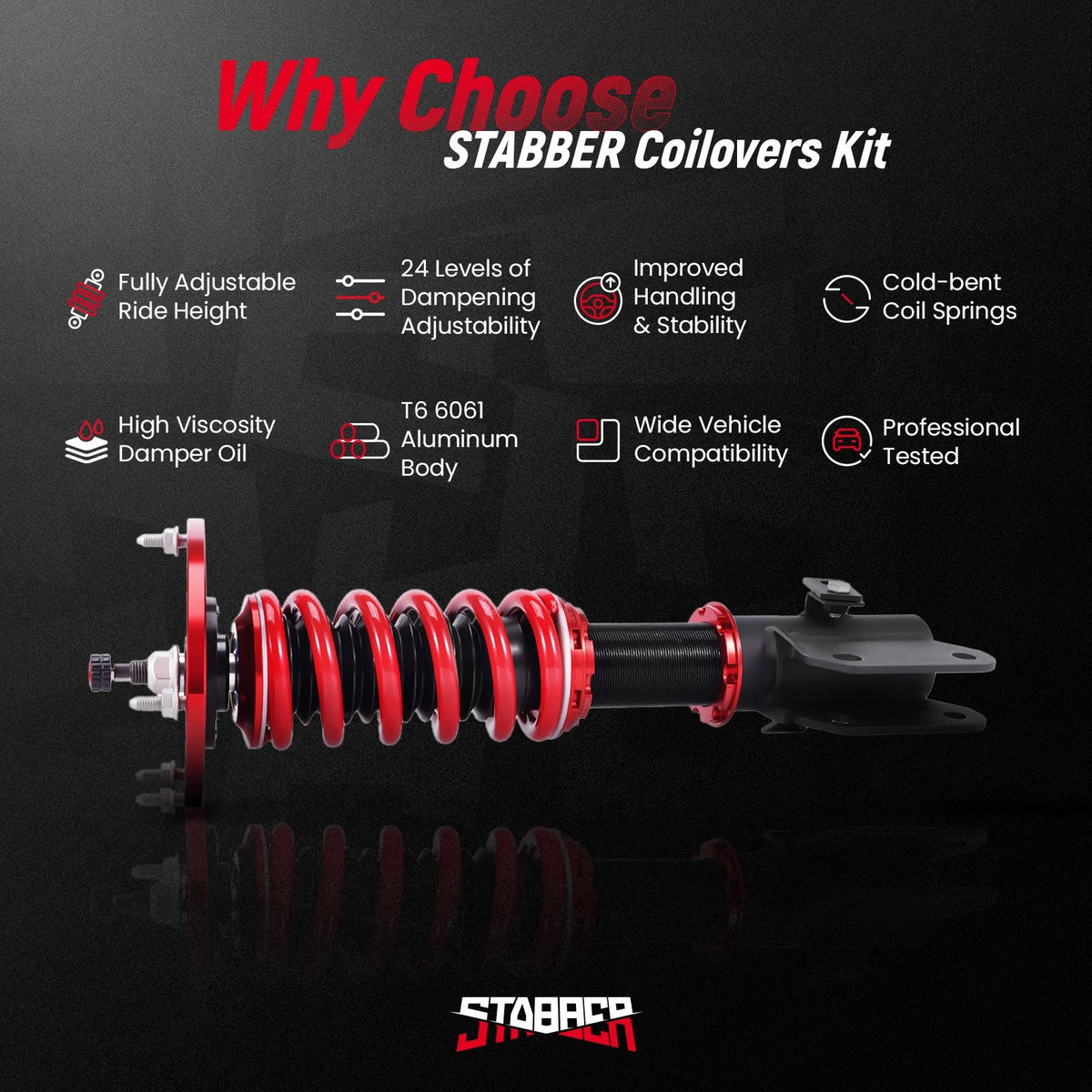 Adjustable Coilovers Struts Spring Kit for Subaru WRX STI (2015–2021)