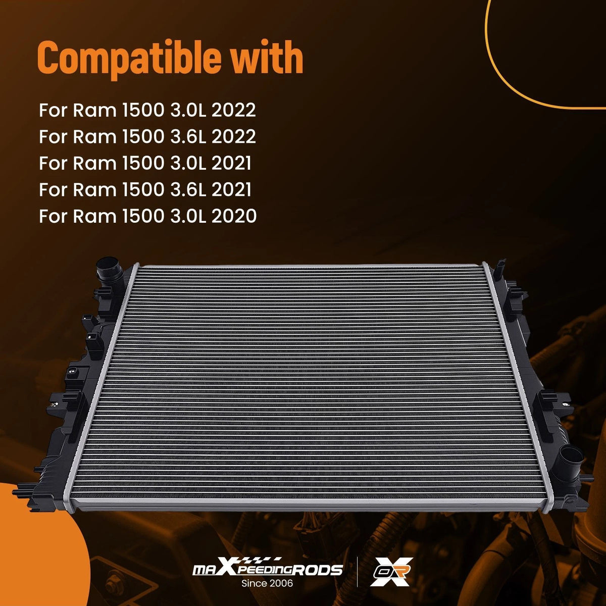 Cooling Radiator for Ram 1500 3.0L/3.6L (2019–2022) 68268593AC 13835