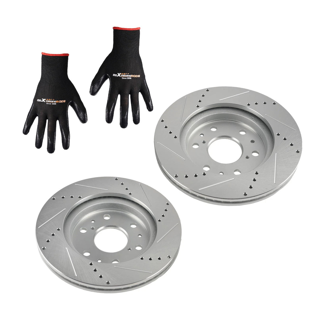 Front Drilled & Slotted Brake Rotor Set for Chevrolet Silverado 1500 LD (2019)