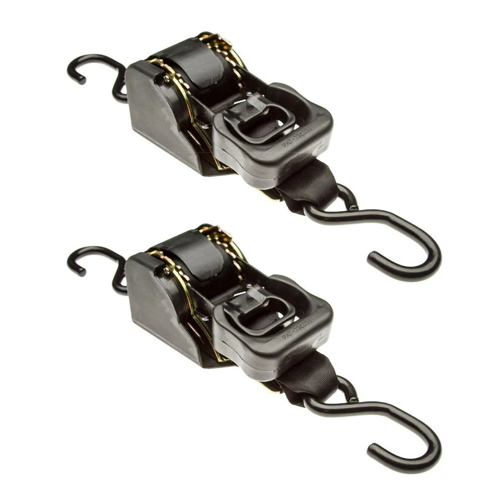 2X 10' Retractable Ratcheting Cargo Tie-Down Straps for Universal Use