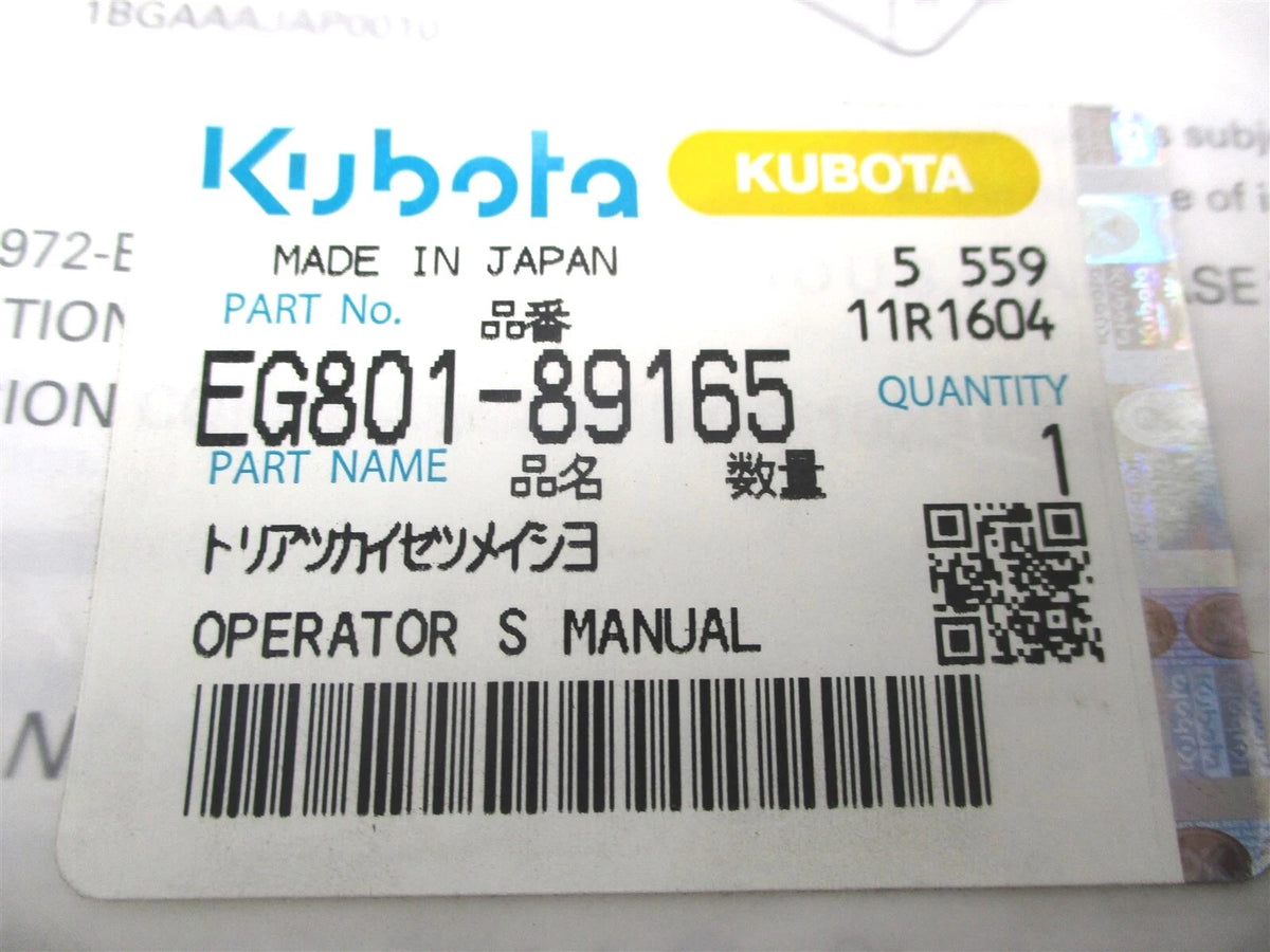 Operators Manual for Kubota WG972-G-E3 & GL-E3