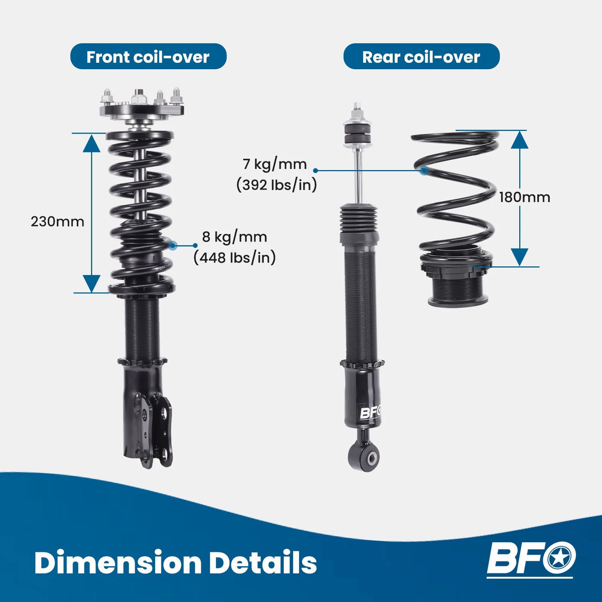 BFO Coilover Kit for Ford Mustang GT 4.6L (1994–2004) Adjustable Height Shocks