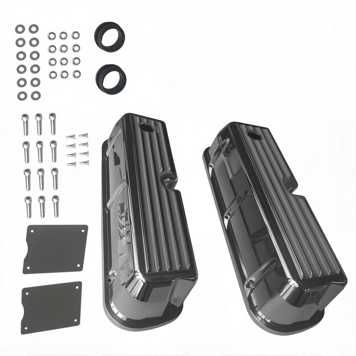 Tall Polished Aluminum Valve Covers for Ford Small Block 289 302 351W (1962–1985)
