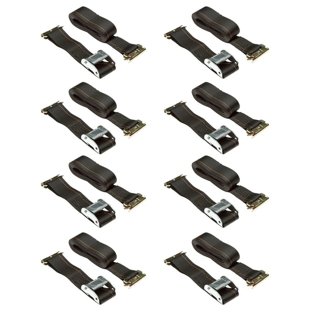 Set of 8 Cam Buckle Straps 2" x 12' with E-Fittings