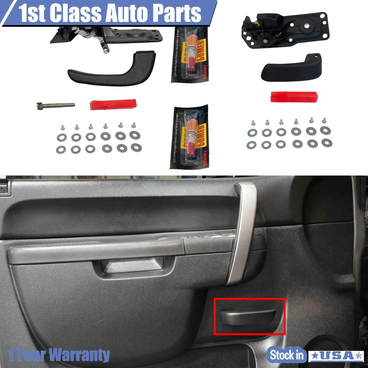 Interior Door Handle Repair Kit Left & Right for Chevy Silverado GMC Sierra (2007–2014)