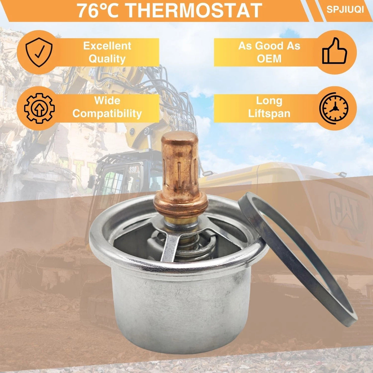 76℃ Thermostat for Caterpillar CAT E330 330L 3306 (9N2894 9N3017 9N3720 6I4950)