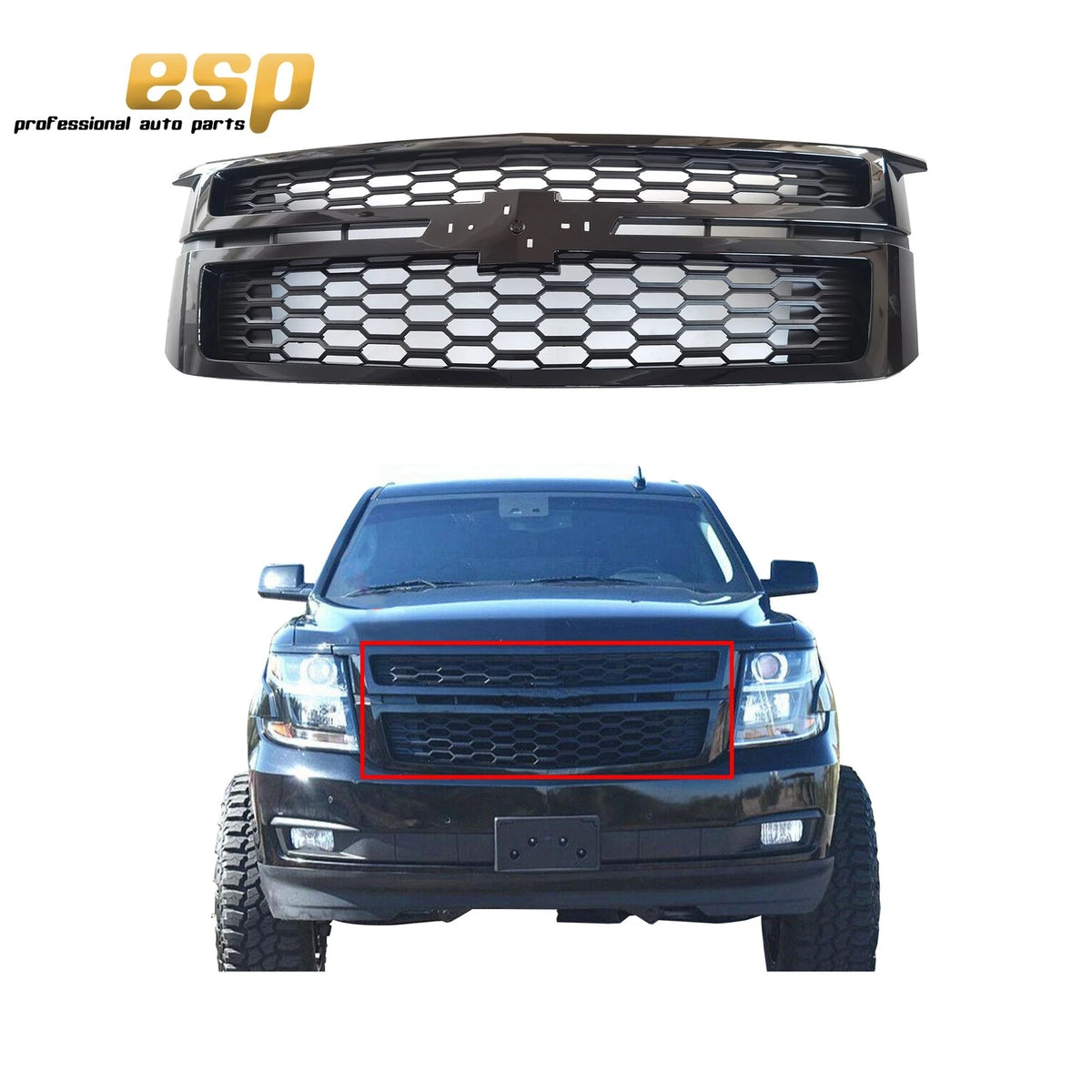 Glossy Black Bumper Grille for Chevrolet Tahoe Suburban (2015–2020)