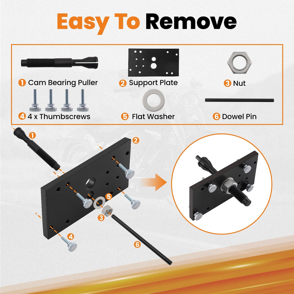 Inner Camshaft Bearing Remover Installer Tool for Harley FLHR FLHRXS (2008–2023)