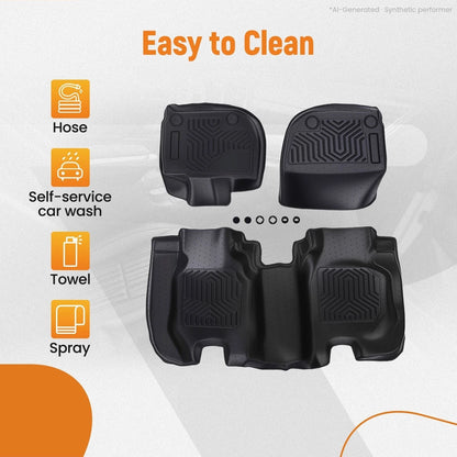 All-Weather Floor Mat Set for Honda (2015–2020) TPE Rubber Waterproof Black