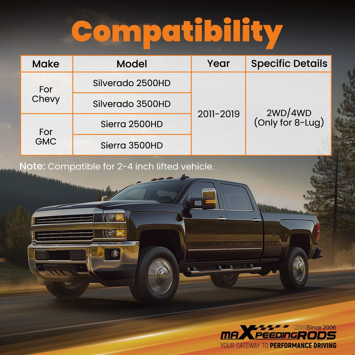Front Upper Control Arm Lift Kit for GMC Sierra 2500 3500HD (2011–2019) 2-4"