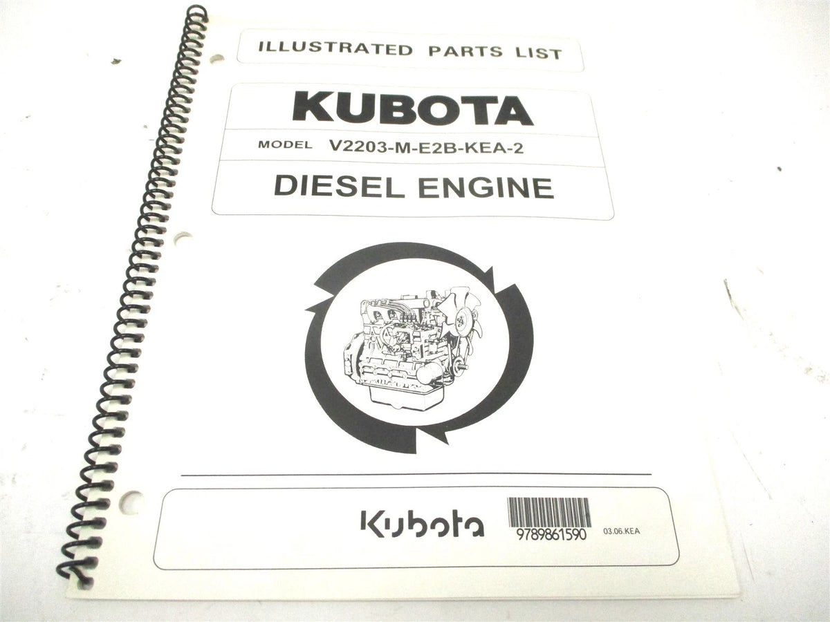 Illustrated Parts List Manual for Kubota V2203-M-E2B-KEA-2