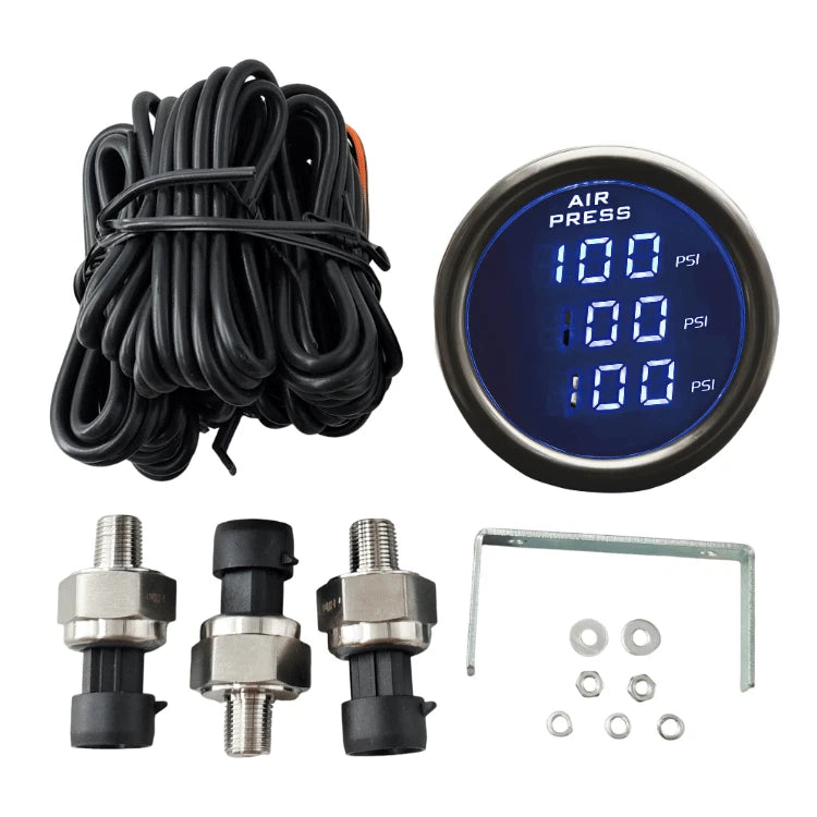 Triple Display Air Pressure Gauge for Car Boat Air Bag Suspension