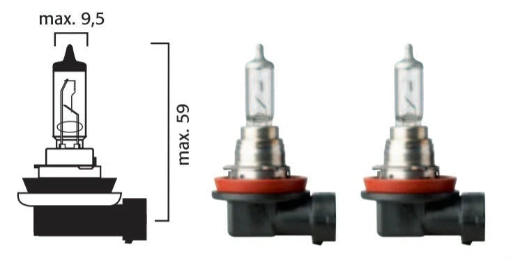 2X H16 Halogen Head Light Bulb 12V 19W for Flosser (191219, PGJ19-3)