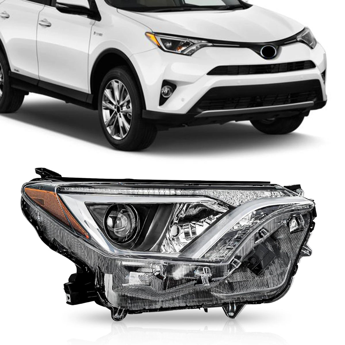 Right Headlight Halogen Black Housing for Toyota RAV4 (2016–2018) 81130-0R100