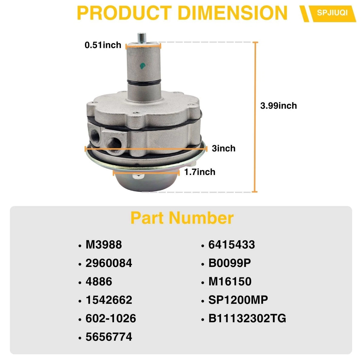Mechanical Fuel Pump SP1200MP 2960084 4886 for Chevrolet Corvair (1961–1964)