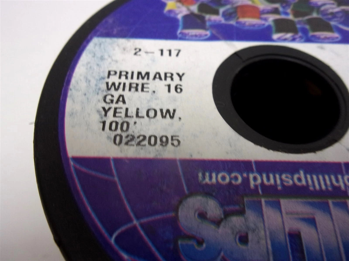 2-117 Phillips Primary Wire 16 Gauge Yellow 100' Spool SAE Type GPT